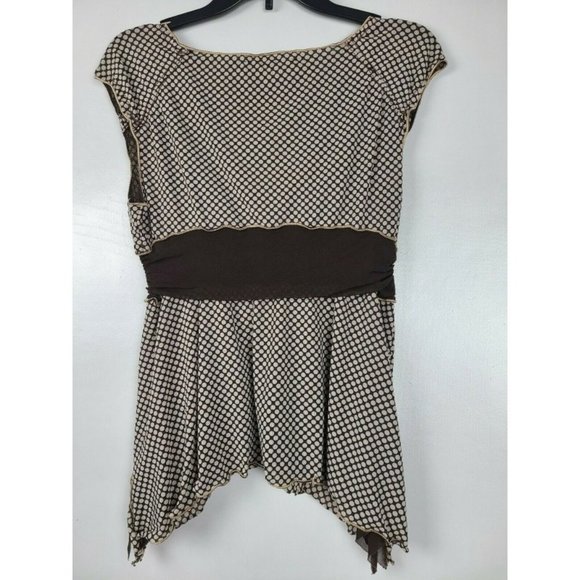 Studio M Brown Polka Dot Printed Top Blouse Sz LP - Picture 4 of 8